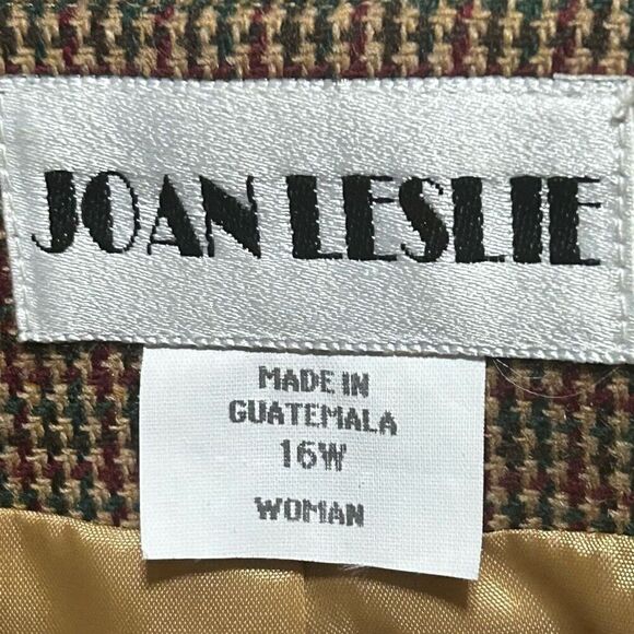 Vtg Joan Leslie Blazer Suit Jacket Women's 16W Green Brown Wool Single Breasted - Picture 8 of 10